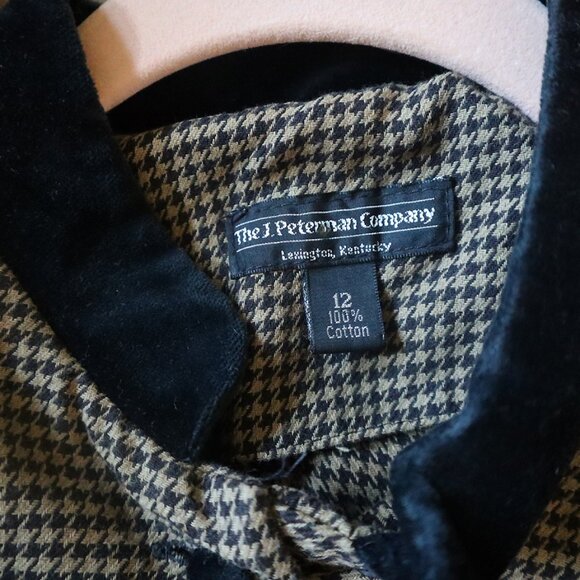 Vintage J. Peterman Black and Dusky Goldenrod Houndstooth Dress - Picture 3 of 6